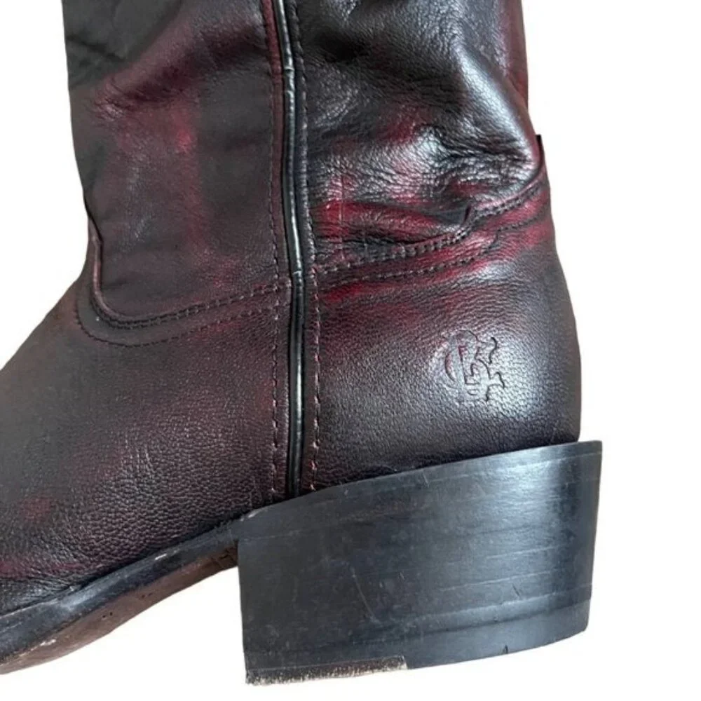 Cattle Baron Deep Cherry Brown Western Cowboy Boot Mens Size 11 D Made in Mexico - Picture 4 of 12